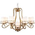 Iron Chandelier, Metal Lighting, Antique Brass Finish, Glass Fabric (SL2242-6+1)