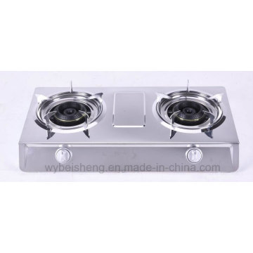 Stainless Steel Double Burner Gas Stove, Blue Fire