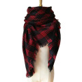 Oversized Fringe Plaid Square Scarf (80016)