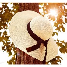 Sombrero plegable de paja de borde plegable Bowknot Summer