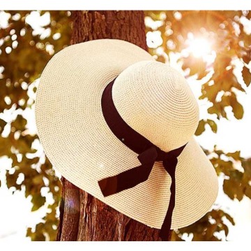 Foldable Bowknot Wide Brim Straw Hat Summer