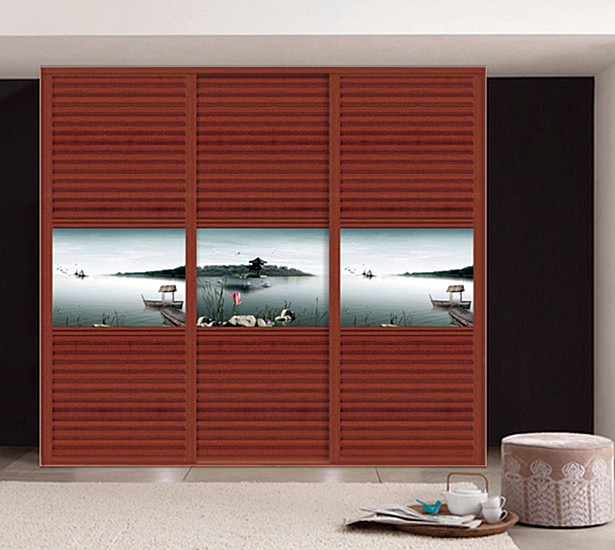 Red wood grain wardrob door aluminum profile