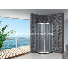 Acid Glass Shower Door with Black Water Bar (AS-904)