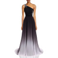 Women's One Shoulder Ombre Long Evening Prom Dress