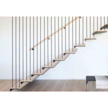 Internal steel wood stair glass railing floating stairs