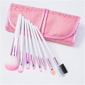 8PCS Pink Color Synthetic Hair Makeup Brushes Set