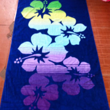 reactive dye printed beach towel with pocket