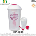 Reusable BPA Free Plastic Salad Cup with Dressing Cup and Fork (HDP-2018)