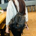 Fashionable rivet soft leather shoulder backpack