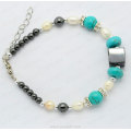 turquoise hematite pearl bracelet