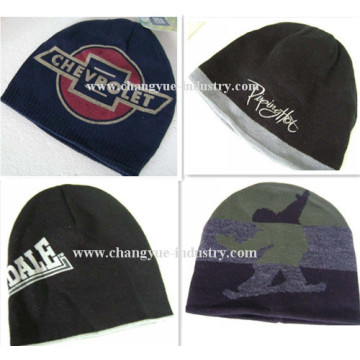 Promotion custom print men knitted cap hat