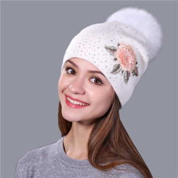 Patchs de broderie de mode chapeau d&#39;hiver femme tricot