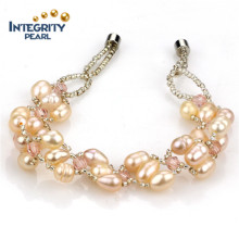 Natural Freshwater Women Pearl Bracelet 5mm Rice Crystal Pearl Bracelet