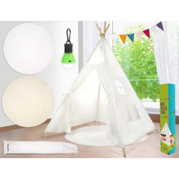 Tienda de tipi para niños de lona de algodón blanco crudo de 5 pies