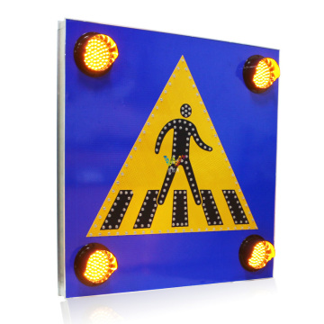 Aluminum solar warning LED pedestrian traffic road sign