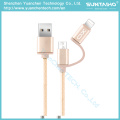 Braided 2 in 1 USB Charging USB Data Cable for Android iPhone
