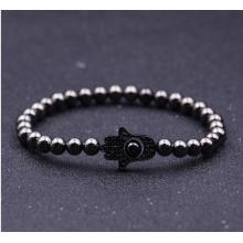 Newest Design Evil Eye Hematite 6MM Round Beads Bracelet For Men