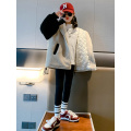 Girls' cotton wool sweater coat Autumn and winter casual thickened hooded jacket