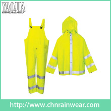 Yj-6047 Packable Green Yellow Motorcycle Safety Rain Suit Coat Jacket