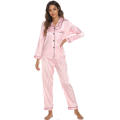 Women Satin Printed Long Sleeve Sleepwear Pajamas