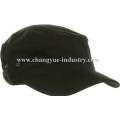 Personalizado simples algodão preto equipado apartamento superior militar cap