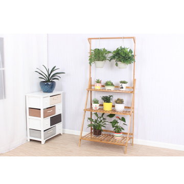 Balcony Floor Standing Bamboo Flower Rack