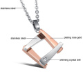 Fashion Square 316L stainless steel Pendant Necklace Women/ Men's Love Gift