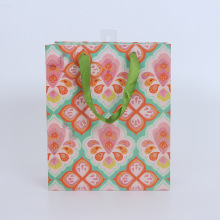custom gift packaging shopping bag with ribbon handle