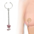 Non Piercing Dangle Blume Nippel Clip mit rosa CZ Edelsteine