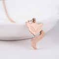 Stainless Steel Rose Gold Fox Charm Pendant Necklace