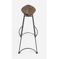 Modern rattan seat with iron base footrest barstool