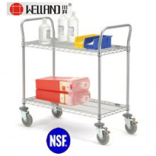 NSF Adjustable Chrome Metal Service Trolley for Hospital