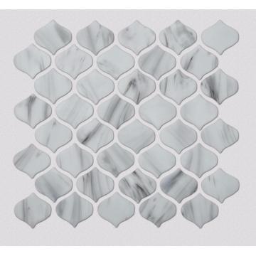 Azulejo de mosaico de vidrio de cocina y cuarto de ducha blanco