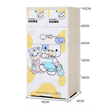 Plastic Cartoon Printed Design Drawer Storage Cabinet (HW-S502)