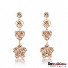 Gold Plated Metal Pave Champaign Crystal Drop Earrings (ER0021-C)