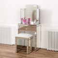 Venetian Mirrored Compact White Stool