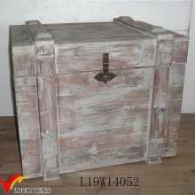 Stained Gray Large Wooden Storage Crates with Lid