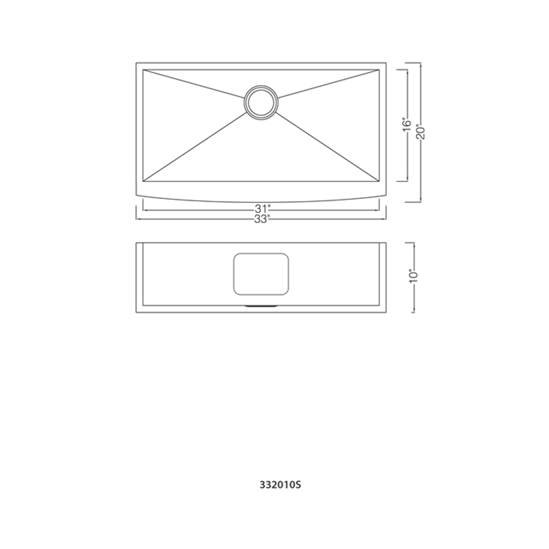 Stainless steel apron sink kitchen wash basin HM3320