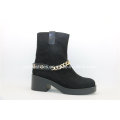 Moda Señora Unidad Tacón Lady Ankle Boots con Cadenas