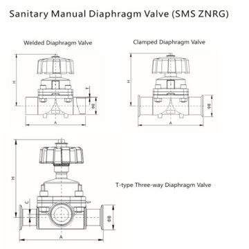 Válvula de diafragma manual de aço inoxidável sanitária (SMS ZNRG)