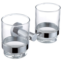 Double Round Toothbrush Holder With Glass Cup