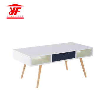 Wood Coffee Table with Solid Wood Leg Design