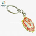 Top Sell Zinc Alloy Red Fill Color Deboss Metal Gold Keychain for United