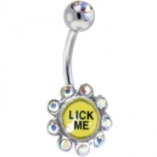 Aurora Gem Me lécher Logo fleur Belly Ring