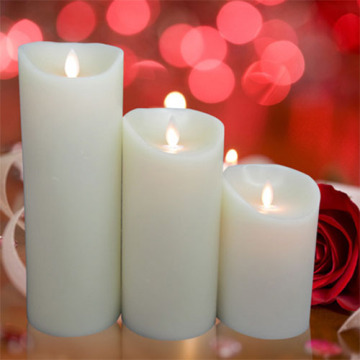 3-PC blanco LED Pilar velas con mando a distancia