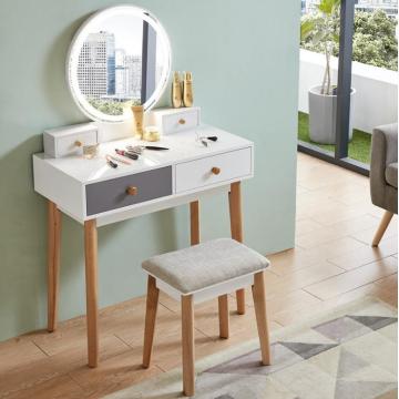 Led Light Makeup Mirror Dressing Table With Drawers