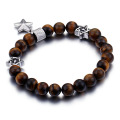 Mens tiger eye bead star of david bracelet