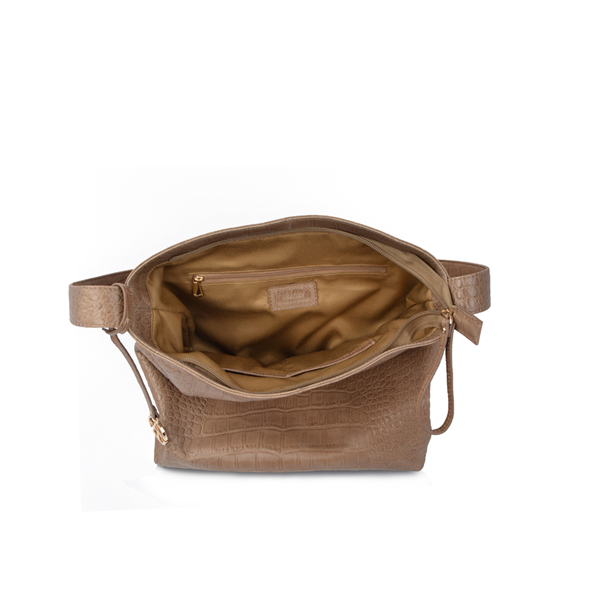 simple style natural pebbled leather boho bag