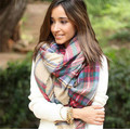 Women Large Stylish Warm Plaid Blanket Scarf Gorgeous Wrap Shawl (80016-1)