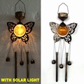 Esfera de vidro Solar Decoração de jardim iluminado Metal Dragonfly Windchime Craft